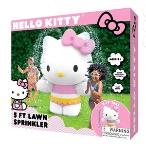 New! Large 5 foot Hello Kitty Pink & White Inflatable Lawn Sprinkler Outdoor Fun